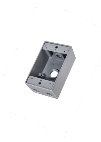 Original Dynotech catalog photograph: One Gang Bell Box Four Holes Deep 2-5/8"