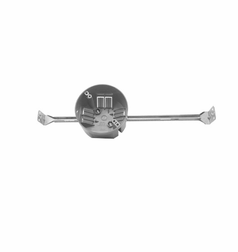 Original Dynotech catalog photograph: Round Ceiling Box with Heavy Duty Bar Hanger