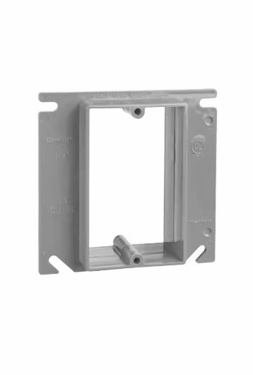 Original Dynotech catalog photograph: 5/8" Rise One Gang Plastic Plaster Ring