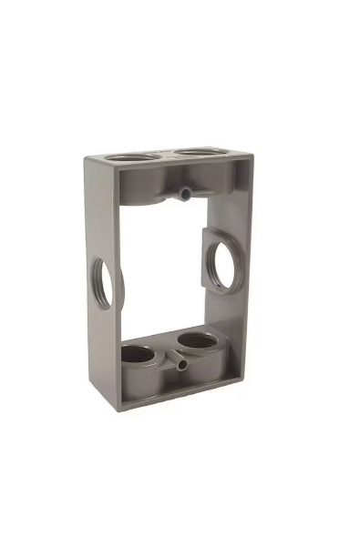 Original Dynotech catalog photograph: One Gang Bell Box Extension Six Holes UL (2 Side)